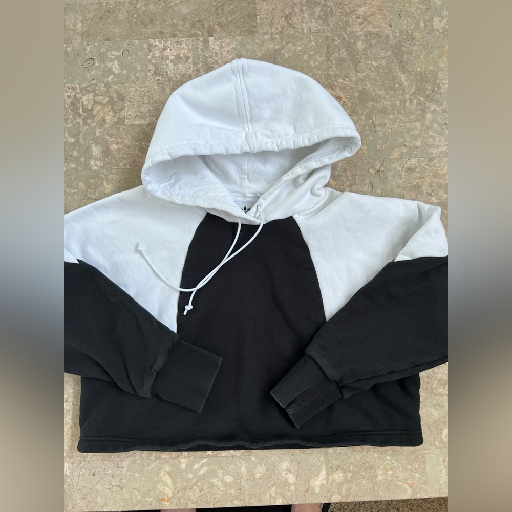 Adidas cropped color block hoodie